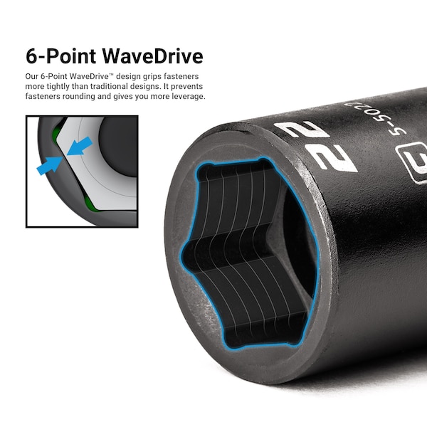 5/8 In. Stubby Impact Socket, 3/8 In. Drive, 6 Point, SAE